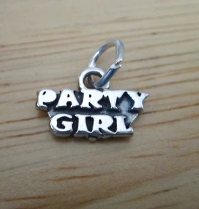 Sterling Silver 9x15mm says Party Girl Charm - Picture 1 of 3
