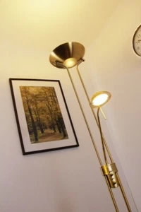 Led Deckenfluter Stehlampe Messing Stehleuchte Standlampe Standleuchte dimmbar - Bild 1 von 10
