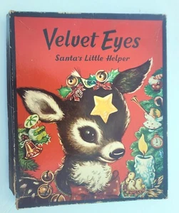 VELVET EYES SANTA’S LITTLE HELPER- VINTAGE 1950S- CHRISTMAS BOOK W/ BOX - Picture 1 of 13