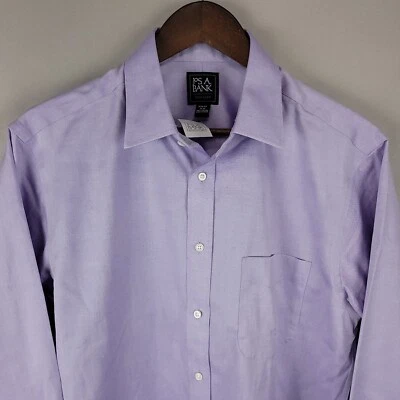 Jos A Bank Shirt Mens Large 16 32 Slim Purple Traveler Office Business Casual - Image 1 of 4