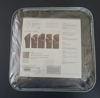 Sure Fit The Premier Collection 双人沙发 Slipcover3 件 58 英寸至 78 英寸 蓝灰色 — 第 1/4 张图片