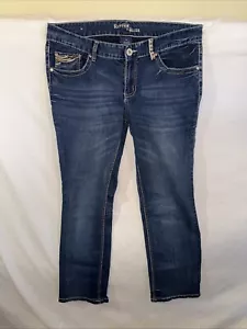 Rhythm in Blues Jeans Womens 14 Blue Dark Washed Embellished Bootcut Leg Western - Picture 1 of 9