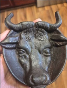 VINTAGE METALL STIER LENKER ASCHENBECHER SCHMUCKSCHALE DEKOR SAMMLERSTÜCK WESTERN VIEH - Bild 1 von 9