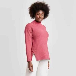 Women's Mock Turtleneck Tunic Pullover Sweater - A New Day Dusty Rose Large - Picture 1 of 11