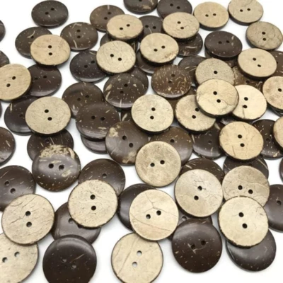 HLLMX 100 PCS 15MM Brown Natural Coconut Shell Two-Holes Buttons Coconut Shell S - Image 1 of 4