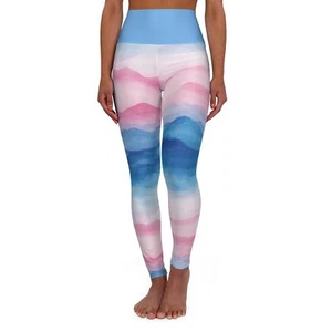 Mountain Sunrise High Waisted Yoga Leggings - Picture 1 of 25