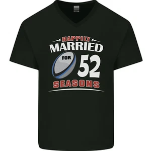 52 Year Wedding Anniversary 52nd Rugby Mens V-Neck Cotton T-Shirt - Picture 1 of 37