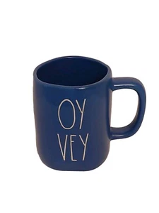 NEW Rae Dunn By Magenta OY VEY Hannukah Jewish Yiddish Mug Blue White Letters  - Picture 1 of 6
