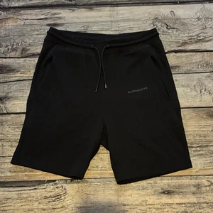 Alphalete Sweatshorts Medium Black Elastic Waist Workout Drawstring - Picture 1 of 5