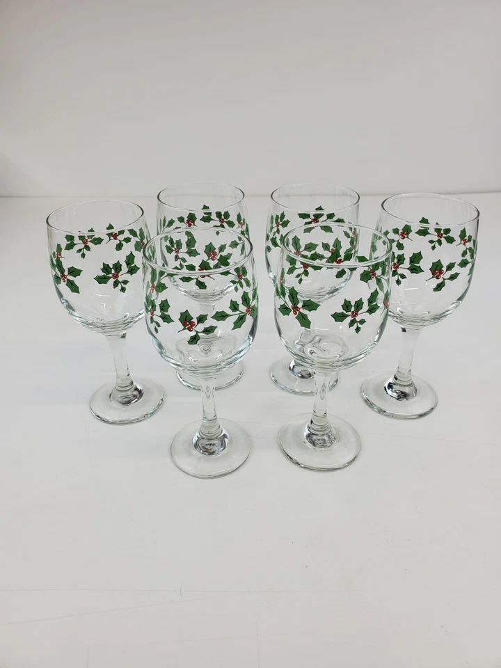 Набор из 6 прозрачных кубков/винных бокалов с дизайном Holly - Изображение 1 из 4