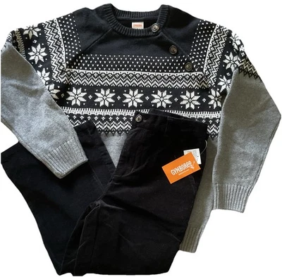 Suéter y pantalones de terciopelo negro Gymboree Boys 6 nuevos con etiquetas Foto 1 de 4