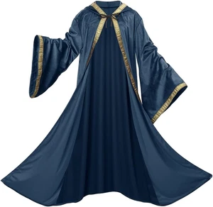 Velvet Wizard Robe with Hooded Sleeves Halloween Witch Vampire Cosplay Cloak - Foto 1 di 7