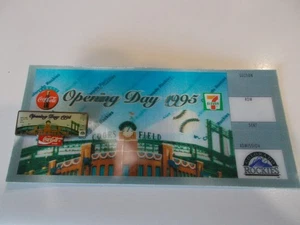 Colorado Rockies 1995 Opening Day Coors Field Holographic Ticket & Coca Cola PIN - Bild 1 von 5