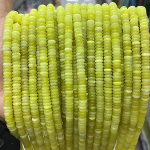 Cuentas espaciadoras de disco Heishi rondelle de jade limón natural de 2x6 mm para hacer joyas - Imagen 1 de 4