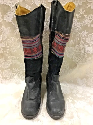 BC Footwear Gamuza Cuero Tacón Apilado Punta Redonda Botas Altas 7.5 Diseño Suroeste Foto 1 de 4