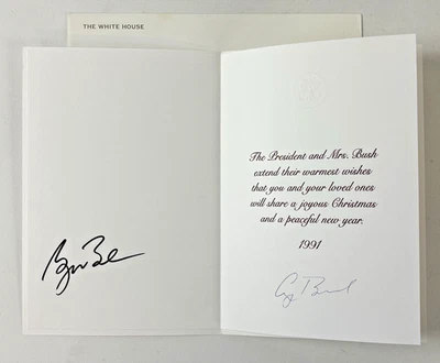 PRESIDENTS GEORGE H.W. AND GEORGE W. BUSH SIGNED WHITE HOUSE CHRISTMAS CARD - Image 1 of 4