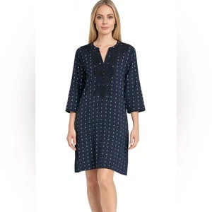 Roller Rabbit Navy Embroidered Cotton Mini Dress Women's Small - Picture 1 of 8