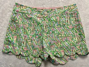 Lilly Pulitzer Leuchtturm & Segelboot bedruckt Buttercup überbackene Shorts 2 SMALL - Bild 1 von 5