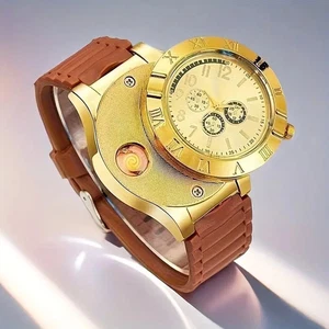 Military USB Lighter Watch, Men's Casual Watch, Windproof Flameless Cigarette - Picture 1 of 9