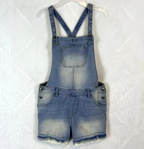 Cat & Jack Girls Distressed Denim Shorts Overalls / Size XL 14-16 - Picture 1 of 11