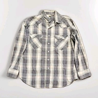 Camisa a Presión Walls Western Diamante Perla Para Hombre Grande Azul Gris A Cuadros Manga Larga Foto 1 de 4
