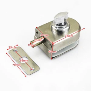 304 Stainless Steel Glass Door Lock Double-Open Sliding Door Lock Bathroom Latch - Picture 1 of 8