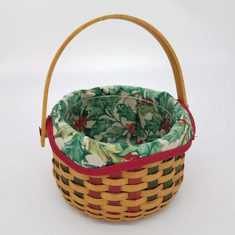 Longaberger 2003 Tree Trimming Melody Basket+Protector+Liner CHRISTMAS DECOR EUC Cover