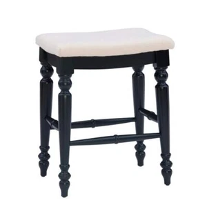 Linon Home Decor Backless Counter Stool with Plush Curved Seat in Beige/Black - Picture 1 of 6