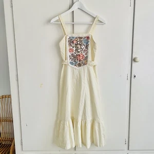 Vintage 70s Nutmeg Melbourne Cream Midi Dress Size XS/S Boho Hippy - Picture 1 of 8