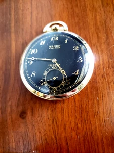 GRUEN "VERI THIN" BLACK DIAL POCKET WATCH WELL SERVCIED 1945 - Picture 1 of 10