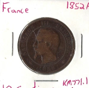 Coin France (Napoleon III) 10 Centimes 1852 A KM771.1 - Picture 1 of 3