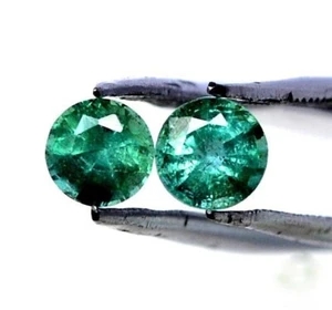 4 mm Certified Natural Emerald Round Cut Pair 0.60 CTS Unheated Loose Gemstones - Picture 1 of 6