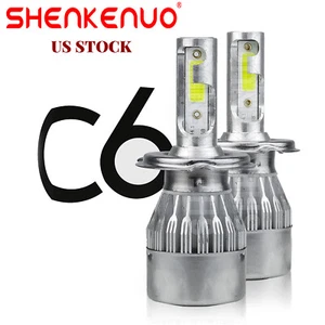 C6 H4 / HB2/ 9003 COB LED Headlight Kit High Low Beam 6000K White Light Bulbs 2X - Picture 1 of 11