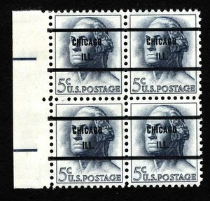 OPC 5c Washington Sc#1213 Block Chicago Precancel Used VF 45232 - Picture 1 of 2