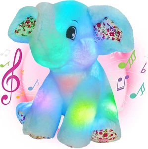 12‘’ Musical Light up Elephant Plush Toy Floppy LED Stuffed Animals Lullabies Ni - Picture 1 of 12