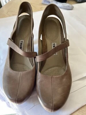 TSUBO "Acrea" Marrón Tostado Cuero Genuino Talla 10 Mary Jane Slingback Foto 1 de 4