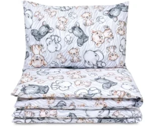 4 pc BEDDING SET COT/COT BED BABY quilt cover pillowcase pillow jungle animals - Picture 1 of 1