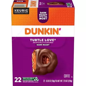 Turtle Love Flavored Coffee, Dark Roast, Keurig K Cup Pods, 22 Count Box - Picture 1 of 14