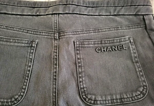 AUTHENTIC CHANEL STRAIGHT  LEG SIGNATURE JEANS DARK GREY 40 - Picture 1 of 14