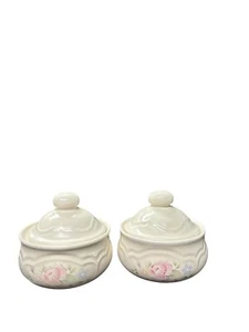 Ciotole vintage Pfaltzgraff Tea Rose coperchio coperto in gres 4" • Set di 2 - Foto 1 di 7