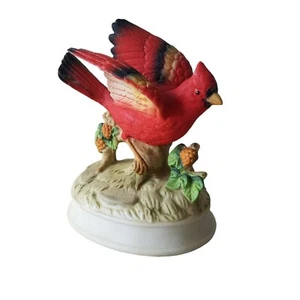 Vintage Gorham Porcelain Cardinal Red Bird Figurine Music Box - Works & Plays - Picture 1 of 7