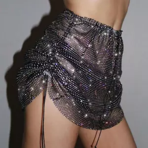 Lo último Mujeres Club nocturno Estrás Mini Falda Transparente Falda Playa Vestido de Fiesta - Imagen 1 de 15