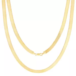 14K Yellow Gold Solid Womens 6mm High Polish Silk Herringbone Chain Necklace 16" - Picture 1 of 12