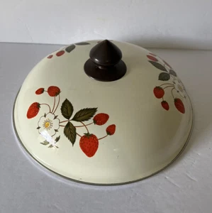 VTG Sheffield Strawberries 'n Cream Cookware Replacement Lid 9 3/4" Area Damage - Picture 1 of 10