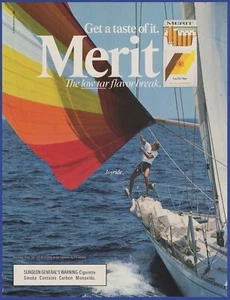 Vintage 1986 MERIT Cigarettes Tobacco Smoking Ephemera 80's Print Ad - Picture 1 of 1