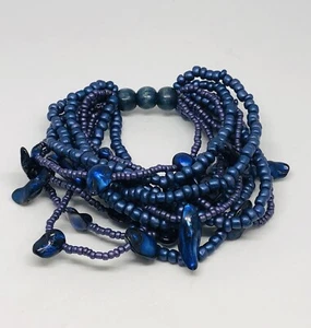Blue/Indigo Bead Mult-strand Stretch MOP Dyed - Picture 1 of 6