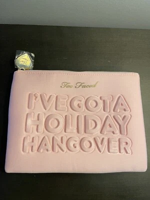 Too Faced I’ve Gota Holiday Hangover Pink Zippered Makeup Bag NEW - Image 1 of 4
