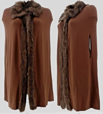 NUEVO SIN ETIQUETAS Antthony Ribete de Piel Sintética Talla M Suéter Chaleco Tejido Capa MARRÓN CHOCOLATE Foto 1 de 4