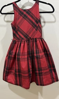 Polo Ralph Lauren Girls Red Black Plaid Sleeveless Dress Size 7 Holiday No Sash - Image 1 of 4