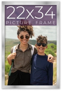 22x34 Frame Silver Real Wood Picture Frame Width 0.75 inches | Interior Frame De - Picture 1 of 9